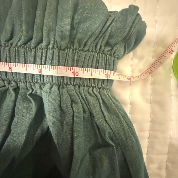 Highlight Sage Green Linen Paperbag Waist Cropped Wide-Leg Pants M - Picture 7 of 10